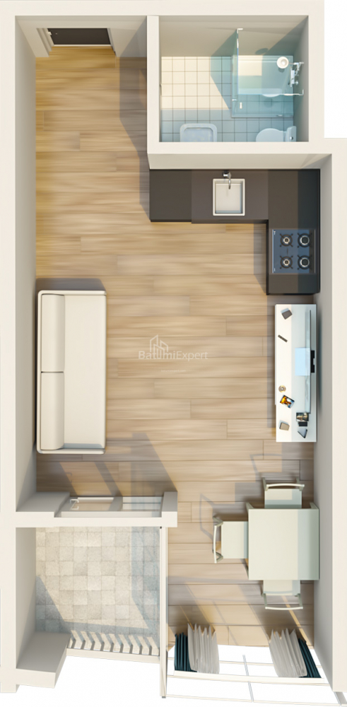 Квартира 34.62 м² - Мезгваурта, Чакві, Грузія