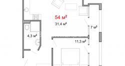 Квартира 54 м² - Луки Асатіані, Батумі, Грузія